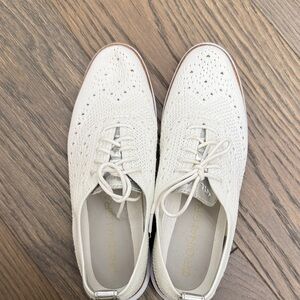 Cole Haan Women's Knit Lace-Up Oxford Shoes in Off-White